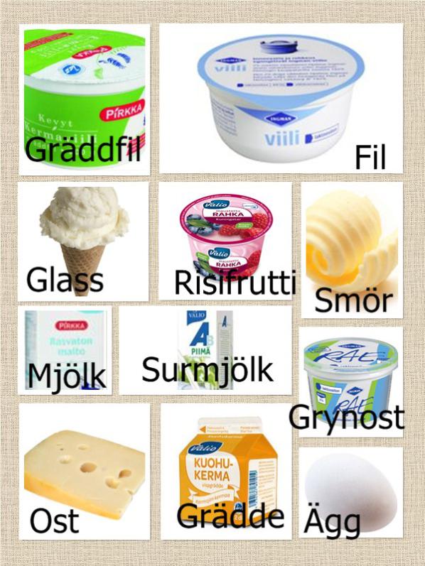 mjölkprodukter med text